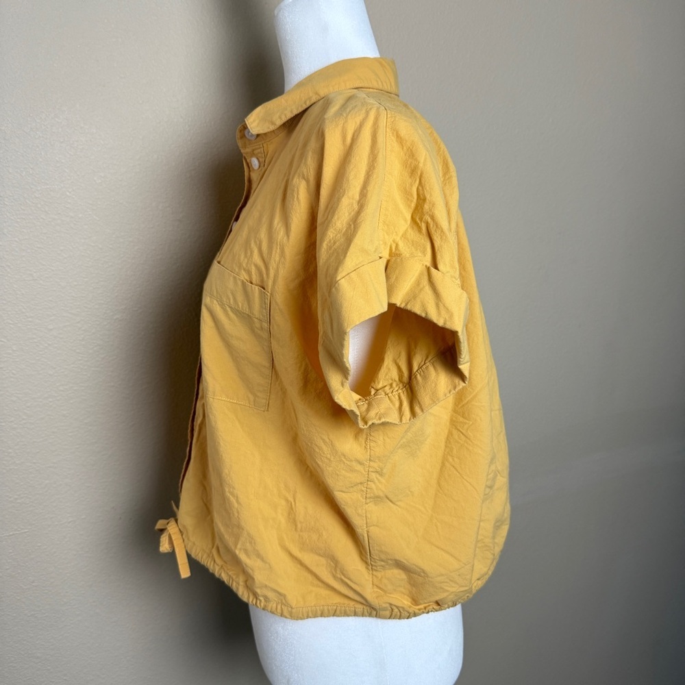 Madewell Drawstring Poplin Yellow Button-Up Shirt… - image 6